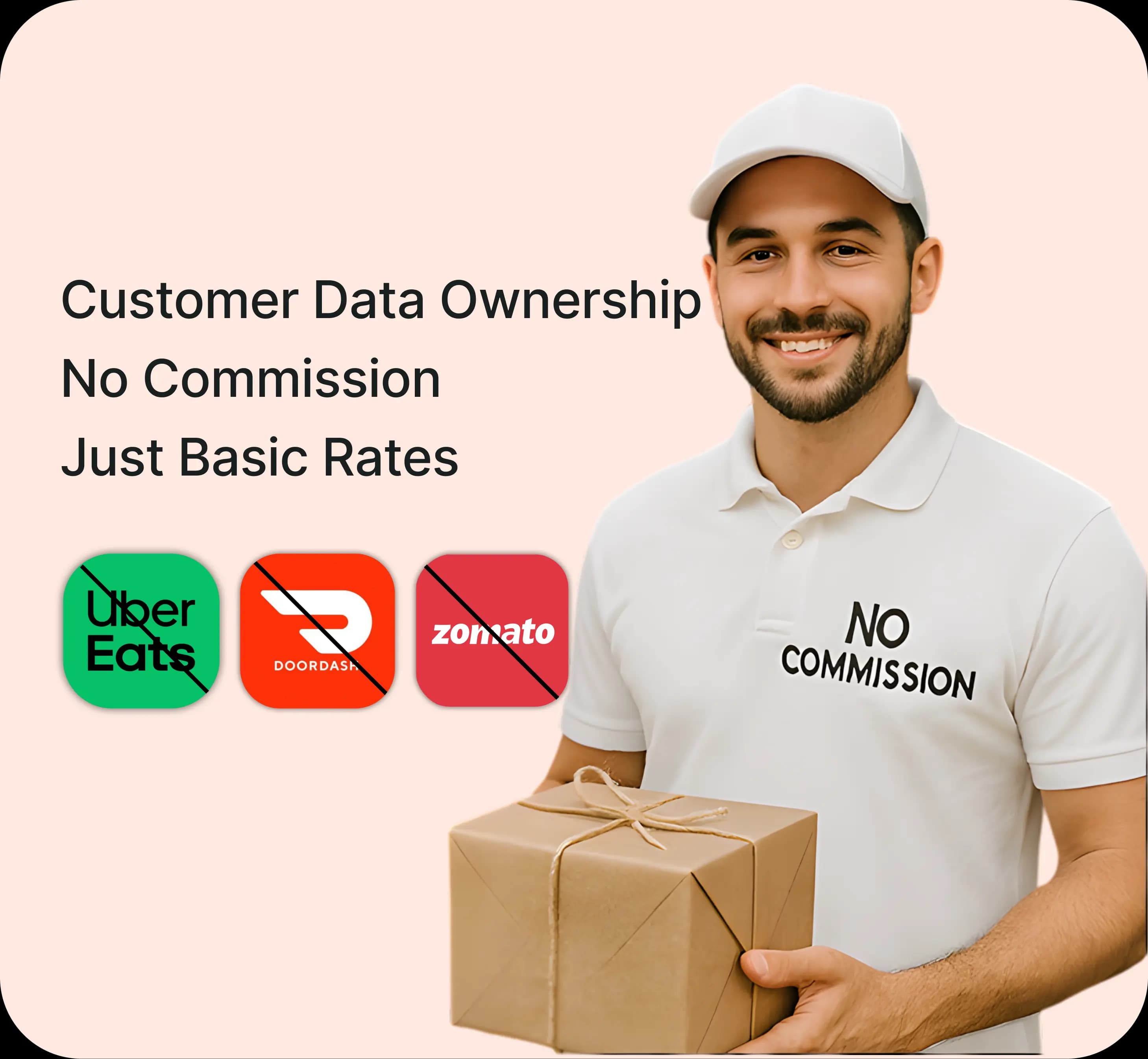 Delivery partner holding package with no commission | TryzenSolution.com