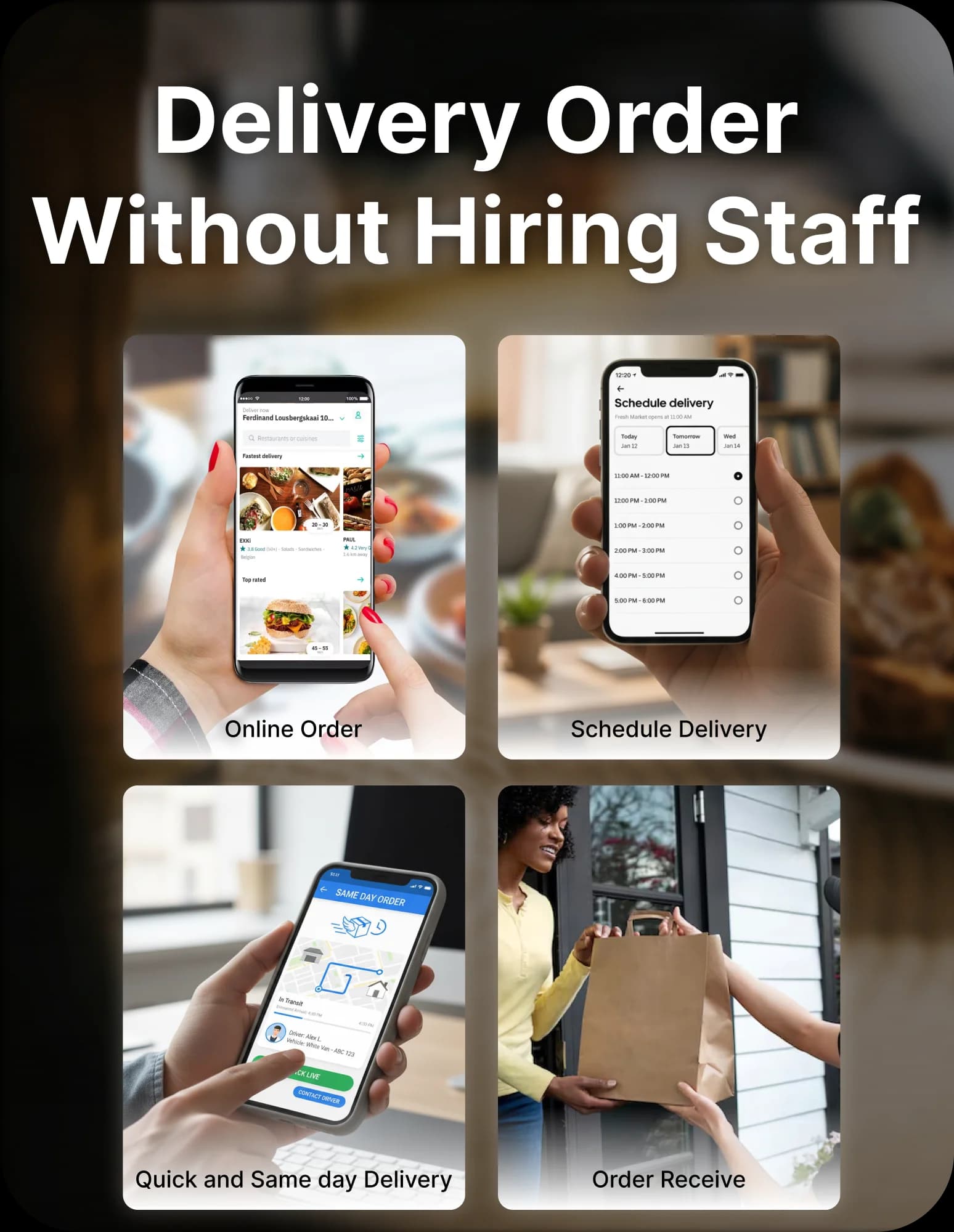 Customer scheduling delivery and receiving order using Tryzen app