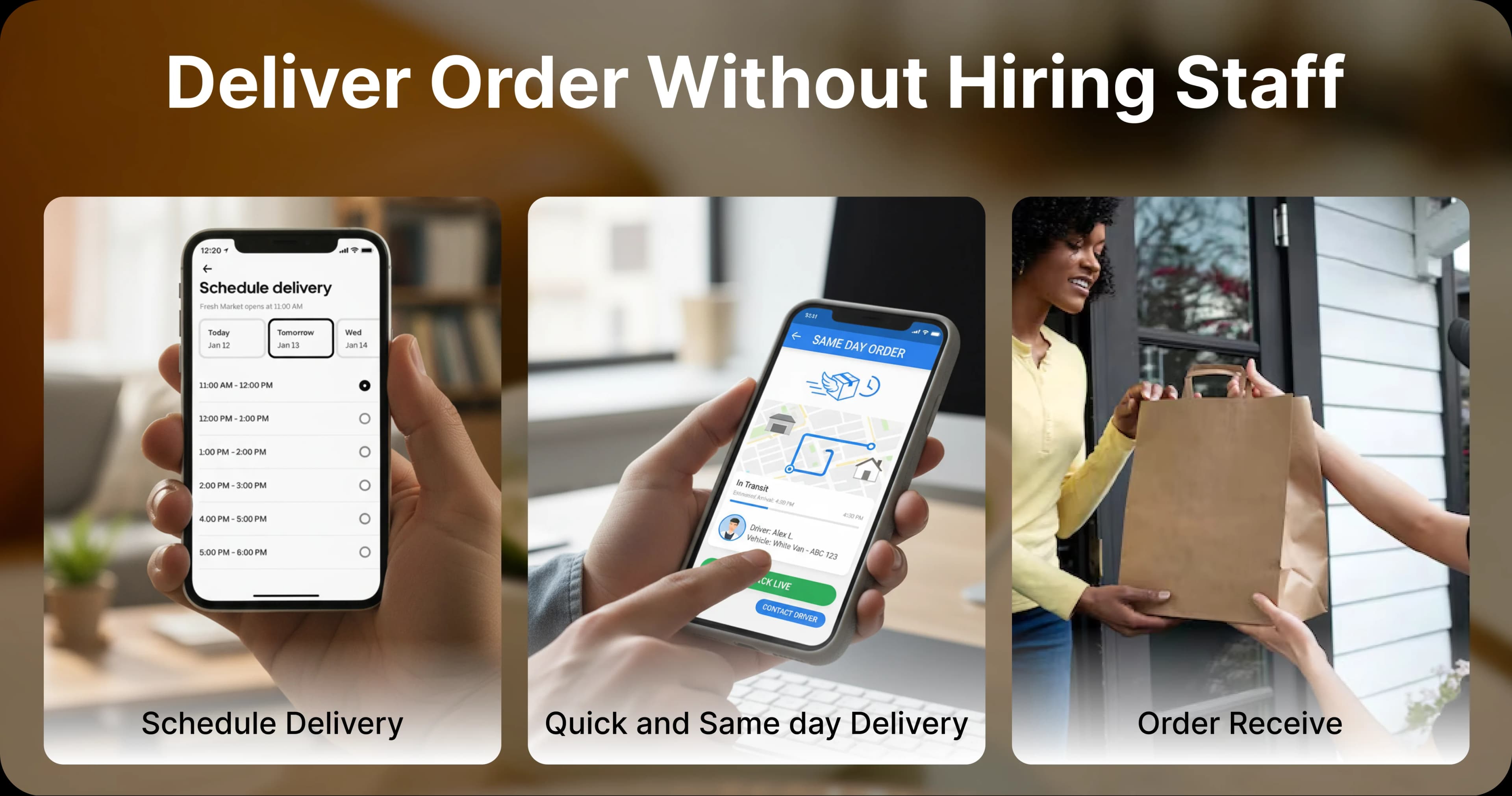 Customer scheduling delivery and receiving order using Tryzen app