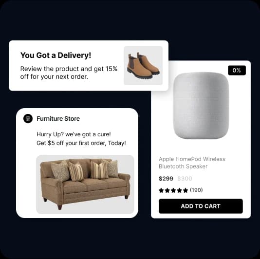 Ecommerce loyalty and rewards interface showing coupons, flash deals, and product discounts