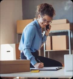Business owner managing orders