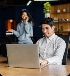 Entrepreneur working on laptop