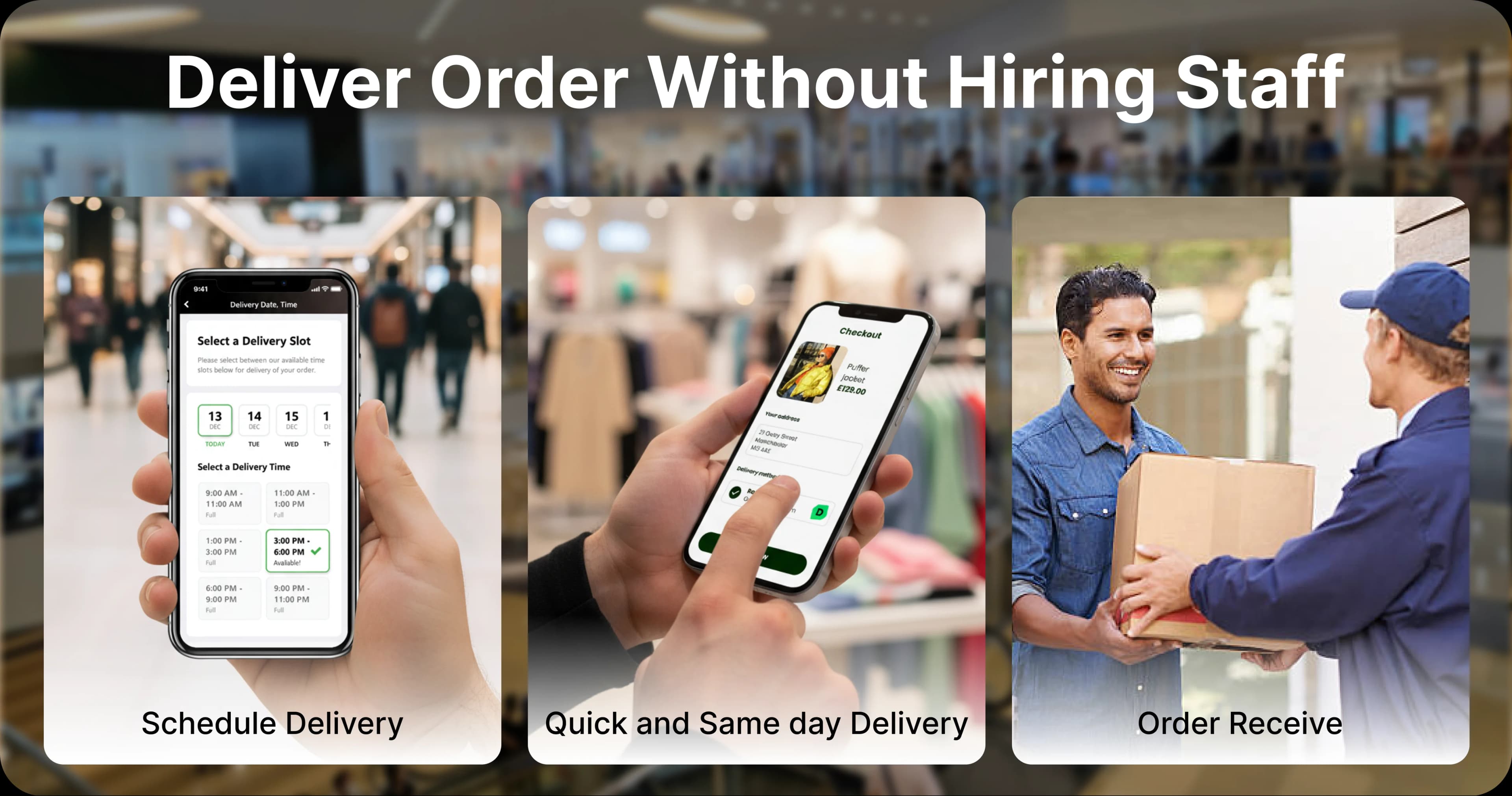 Mobile app for scheduling, same-day delivery, and order tracking