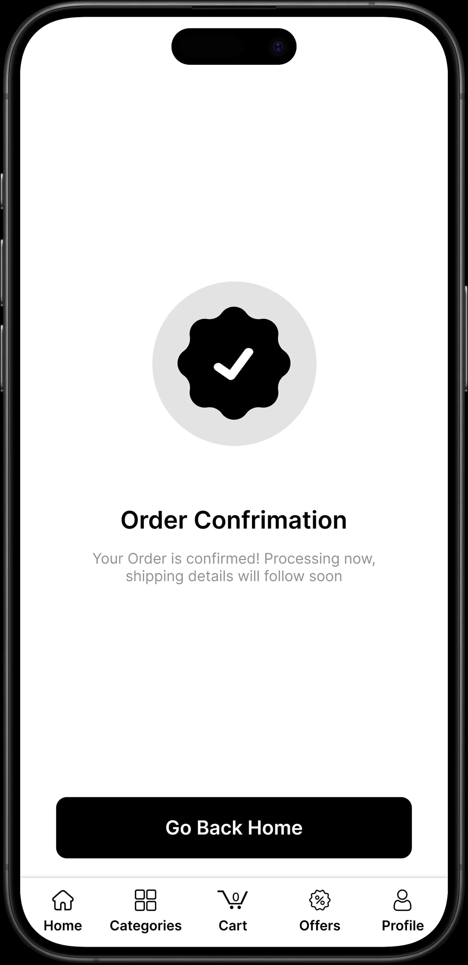 Mobile phone screen showing order confirmation | TryzenSolution.com