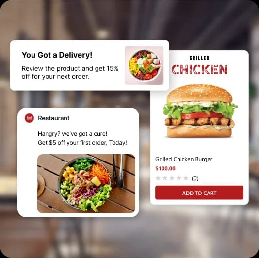 Flash deals, delivery offers, cashback, and coupon notifications