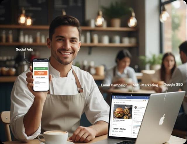 Restaurant owner using Tryzen Solution app
