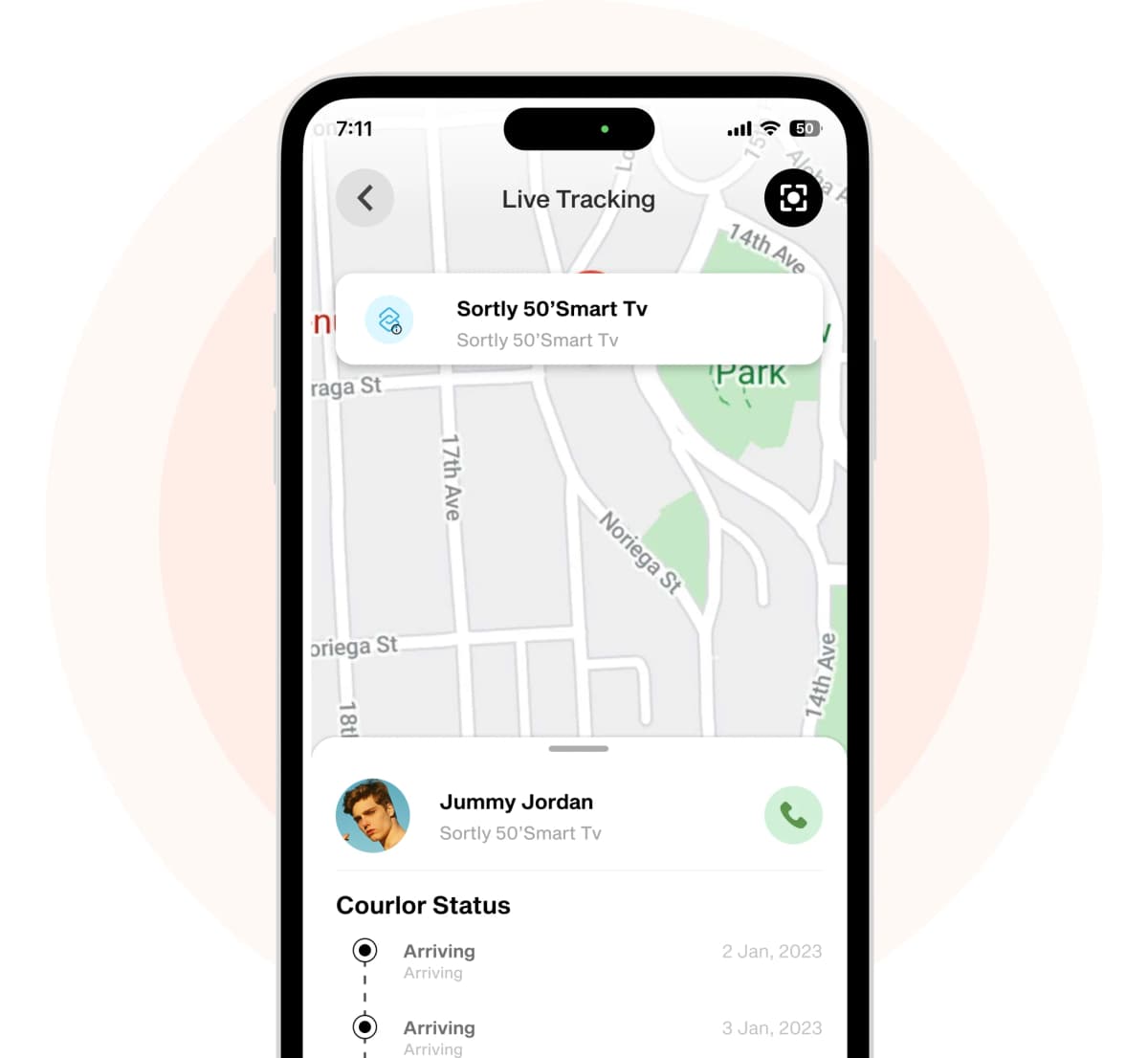 Mobile screen showing live delivery tracking with Uber Direct integration